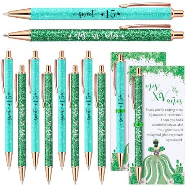 Imagem de Humyoun 25 conjuntos de lembrancinhas de festa de quinze anos para convidados incluem 25 canetas esferográficas Sweet 15 Glitter com cartões de agradecimento aniversário de 15 anos Mis XV Años