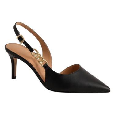 Imagem de Scarpin Vizzano Slingback Feminino Elegância bico fino, Preto, 36