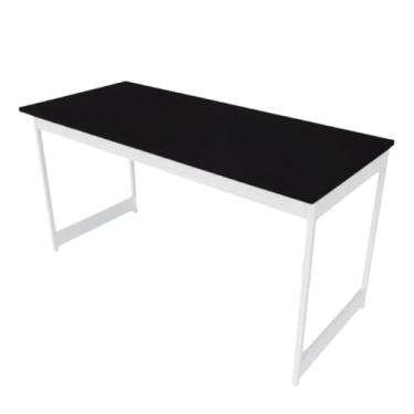 Imagem de Mesa Escrivaninha Estilo Industrial Computador Escritório 116 Cm Bia Camaleão (Preto/Pés Brancos)