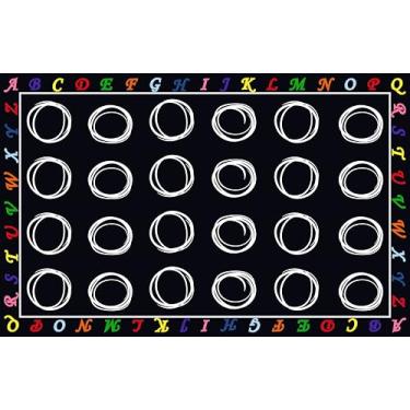 Imagem de HUAHOO Tapete grande para sala de aula, preto, pré-escolar, professor, sala de aula, alfabeto, lavável na máquina, com suporte antiderrapante, 2,5 m x 3,8 m, linhas