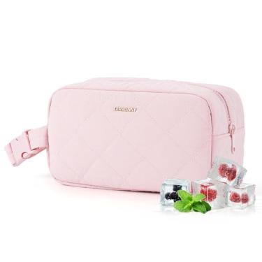 Imagem de Lancheira pequena congelável para trabalho, escola, viagem, lancheira pequena, bolsa térmica para lanche, mini refrigerador, lancheira pequena para iogurte (rosa claro)