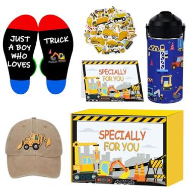 Imagem de Coga Garrafa de água infantil escavadeira, copo infantil de aço inoxidável, conjunto de presentes de escavadeira, ideias engraçadas de presente de aniversário para crianças, garrafa de água infantil