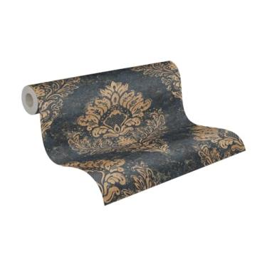 Imagem de Livingwalls Papel de parede design barroco - azul, dourado - papel de parede vintage 1,005.8 cm x 53.0 cm Feito na Alemanha - 379012