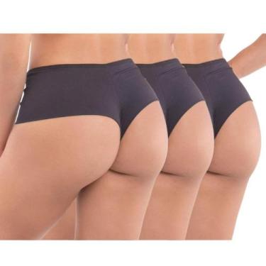 Imagem de Kit 3 Calcinhas Fio Dental Liebe 201702 Microfibra, Preto, GG