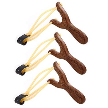 Imagem de RWHXRWY Slingshot de brinquedo de madeira estilingue para crianças caça estilingue para adultos para caça ao ar livre jogo catapulta crianças adulto caça pacote com 3