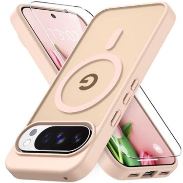 Imagem de Vansdon Capa para Google Pixel 10/10 Pro, compatível com MagSafe, capa protetora fina fosca translúcida magnética com 1 protetor de tela - proteção contra quedas de nível militar (rosa giz)