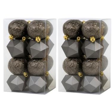 Imagem de Kit 32 Bolas De Natal Pretas Grandes Decoração Natalina Casa Enfeite P