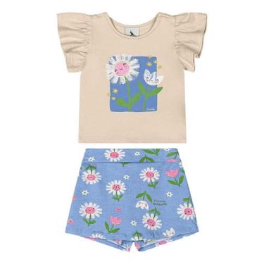 Imagem de Conjunto Blusa e Short-Saia Bebê Quimby, Bege, G