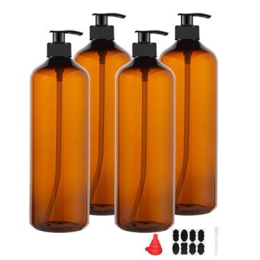 Imagem de Frascos de bomba de plástico zmybcpack 32mL âmbar com caneta e funil