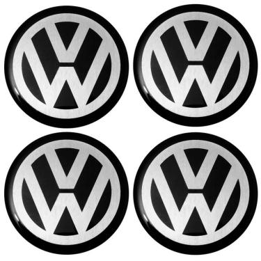 Imagem de Jogo Emblema Calota Resinada Vw 51mm Preto/cromado