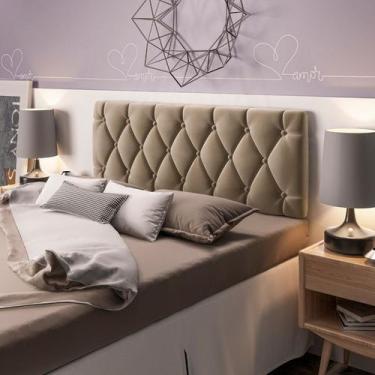Imagem de Cabeceira de Cama Box Casal Suede Areia captone Paris - JGL MÓOVEIS