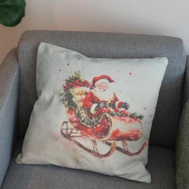 Imagem de Capas De Almofada Para Sala Quarto Suede Estampa Papai Noel Natal Nata