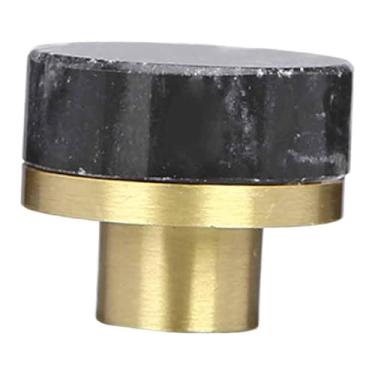 Imagem de IEUDNS Puxador de gaveta de latão e mármore, 3,05 cm, pequeno, para móveis, para armários de cozinha, quarto, guarda-roupas, banheiro, Preto