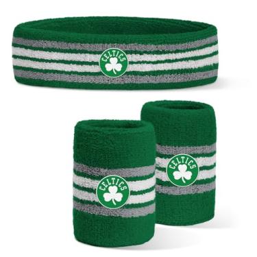 Imagem de For Bare Feet Conjunto de faixa e pulseira com logotipo da equipe NBA Boston Celtics oficialmente licenciado, cor do time OSFM