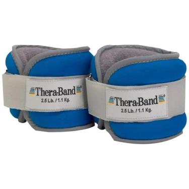 Imagem de THERABAND Pesos de tornozelo, conjunto de peso de punho e tornozelo com ajuste confortável, pesos ajustáveis para caminhada cardiovascular, treino em casa, fortalecimento do tornozelo e fisioterapia, azul, 1,13 kg cada, conjunto de 2, 2,3 kg