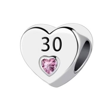 Imagem de JMQJewelry 30º berloques para pulseira coração pedra do mês de nascimento feminino pingente de contas serve para pulseiras Pandora Hallowenn