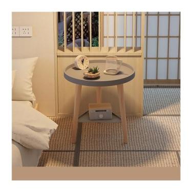 Imagem de Mesa de centro pequena mesa redonda moderna minimalista sala de estar varanda quarto simples montagem pequena mesa de centro mesa lateral mesa de canto (cor: 40 cm cinza)