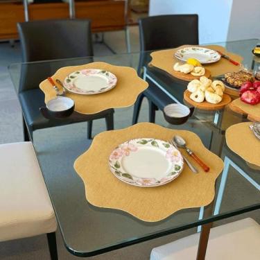 Imagem de Jogo Americano Sousplat 50 Unidades Restaurantes Bar Hotel Mesa Posta Decoração - SIsal Mostarda Amarelo Redondo