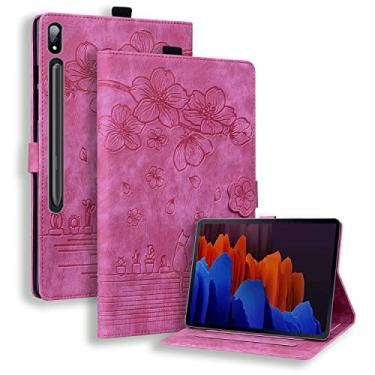 Imagem de YBFJCE Capa para Samsung Galaxy Tab S11 Ultra de 14,7 polegadas 2025, capa de couro PU com suporte para lápis, capa protetora à prova de choque para Samsung Galaxy Tab S11 Ultra, rosa vermelha