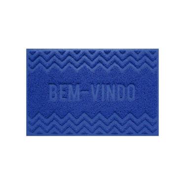 Imagem de Capacho De Porta Pvc Antiderrapante 60x40cm - Zig Zag Azul