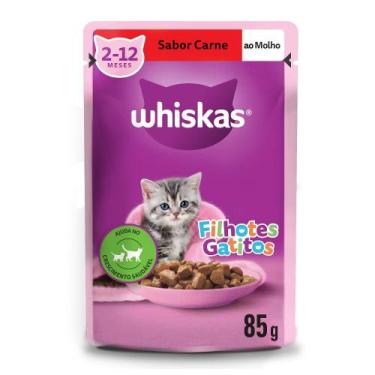 Imagem de Ração Úmida para Gato Filhote Whiskas Sabor Carne Sachê 85g