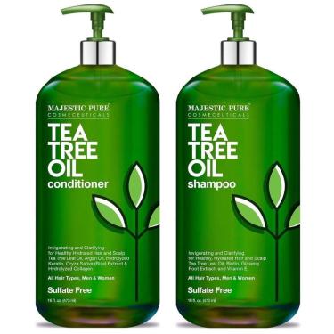 Imagem de Shampoo e Condicionador Hidratação e Combate à Caspa Couro Todos os Tipos de Cabelo 450ml, MAJESTIC PURE, Verde Escuro