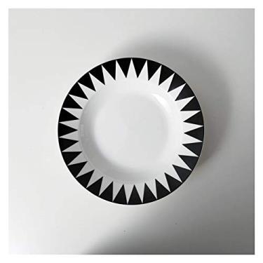 Imagem de Prato de serviço prato de cerâmica nórdica prato de prato doméstico prato criativo café da manhã prato ocidental prato de macarrão prato de sopa chapéu de palha pratos (cor: E)