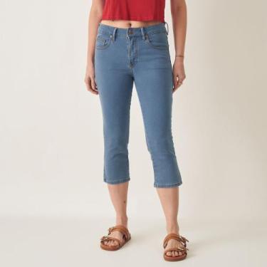 Imagem de Calça Capri Jeans Cintura Alta com Fendas - Bloom, Jeans delavê, 42