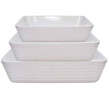 Imagem de Travessa e Assadeira Refratária 3un Porcelana Branca - Lyor
