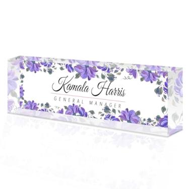 Imagem de placa de identificação acrílica personalizada, Placa de nome personalizada para mesa, Decoração de mesa, presente de escritório para colegas, chefes, professores