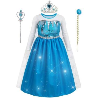 Imagem de Frozen Fantasia Infantil de Luxo e Completa Vestido Longo Princesa Els