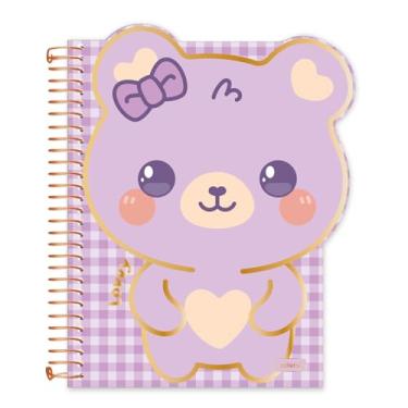Imagem de Caderno Colegial Espiralado Criativo Capa Cartão Cadersil - Estampa Lovvy Lilás – 80 Folhas – Capa com Hot Stamping Dourado – Folhas Decoradas – Ideal para Anotações Criativas.