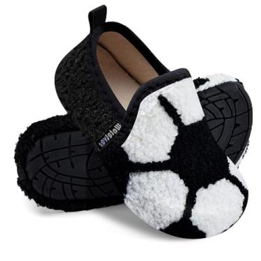 Imagem de WateLves Pantufas infantis para meninos e meninas, para casa, sem cadarço, leves, para inverno, ambientes internos e externos, Futebol, 11-11.5 Little Kid