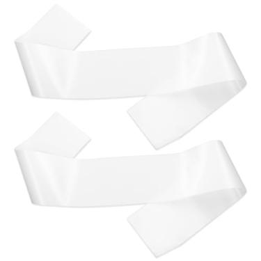 Imagem de Faixa branca de cetim branco para decorar, pacote com 2 faixas para concursos de noiva sênior, faixas em branco, guirlanda de concurso simples, para concursos, decorações de festa, formatura