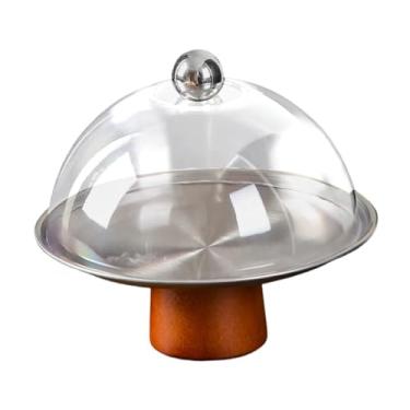 Imagem de Baoblaze Suporte para bolo com tampa, organizador, bandeja para, bandeja para armazenamento de, cobertura de cúpula para casamento, inauguração de, Prata 23x20cm