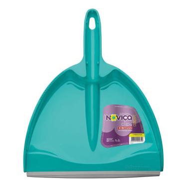 Imagem de Bettanin Pá de Lixo Clipá Concept Noviça Verde Tiffany Borracha Cinza Vassoura