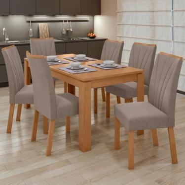 Imagem de Conjunto Sala de Jantar 6 Lugares Retangular Tampo MDF Mesa Athenas co