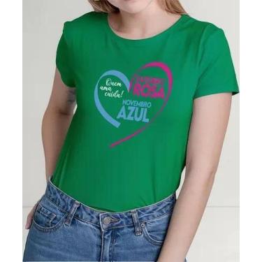 Imagem de Camiseta Camisa Adulto Feminina Masculina Algodão Campanha Outubro Ros