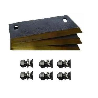 Imagem de Kit Jogo c/ 3 Faca + 6 Parafuso - Picadeira Pinheiro PP35 - ACJ/JS
