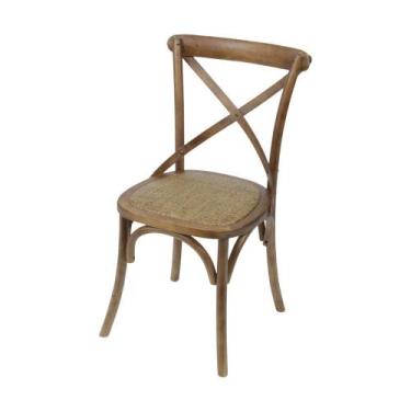 Imagem de Cadeira Katrina Cross Madeira Escura Assento em Rattan - Or Design