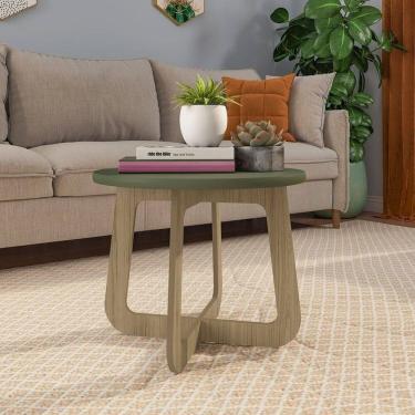 Imagem de Sala de Estar Completa com Rack Buffet Mesa Centro e Mesa Lateral Charlotte Carvalho/Menta