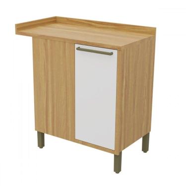 Imagem de Balcão de Cozinha de Canto Syrah 1 Porta 1 Prateleira Amêndoa/Branco - Rio Doce