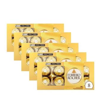 Imagem de Kit 5 Bombom Ferrero Rocher 8 Unidades Cada