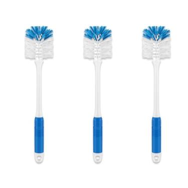 Imagem de Limpador de escova de mamadeira, escova de mamadeira de cabo longo com cerdas duplas para garrafas de água, vidro, canecas, esportes e limpeza de mamadeiras, azul, pacote com 3