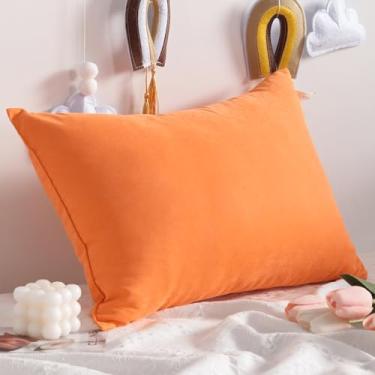 Imagem de Travesseiro de viagem, travesseiro alternativo de 33 x 45 cm, lavável na máquina - 1 pacote de travesseiro pequeno macio e respirável, laranja