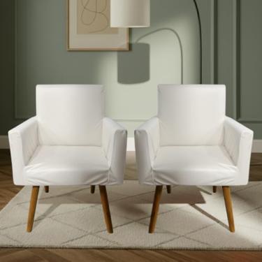 Imagem de Kit De 2 Capas Para Poltrona Nina Decorativa Sala Escritorio Quarto Em Malha Gel Liso (Branco)