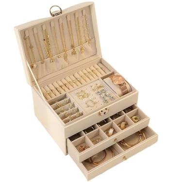 Imagem de Porta joias couro armazenamento 3 camadas de (BRANCO/3077)