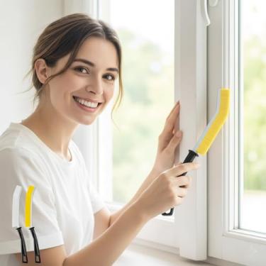 Imagem de Conjunto de escovas de limpeza Groove, para cozinha, banheiro, janela, trilhos, remoção de poeira, ferramenta de limpeza doméstica para limpeza fácil, 2 peças