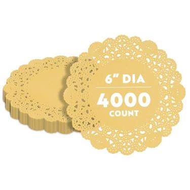 Imagem de Restaurantware - Paptry Tek 15 x 15 cm Doilies de renda de papel, 4000 toalhas de mesa descartáveis - Acabamento de renda elegante, de longa duração, jogo americano de papel laranja, para doces