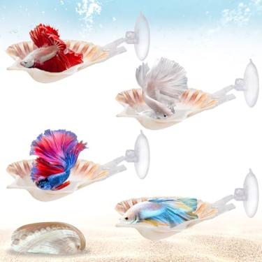 Imagem de Niuohoy 5 peças de rede para cama de peixe Betta, ponto de descanso Betta com ventosas, esconderijos naturais e áreas de desova para decorações de aquário pequeno, betta, camarão, ciclídeos e pequenos